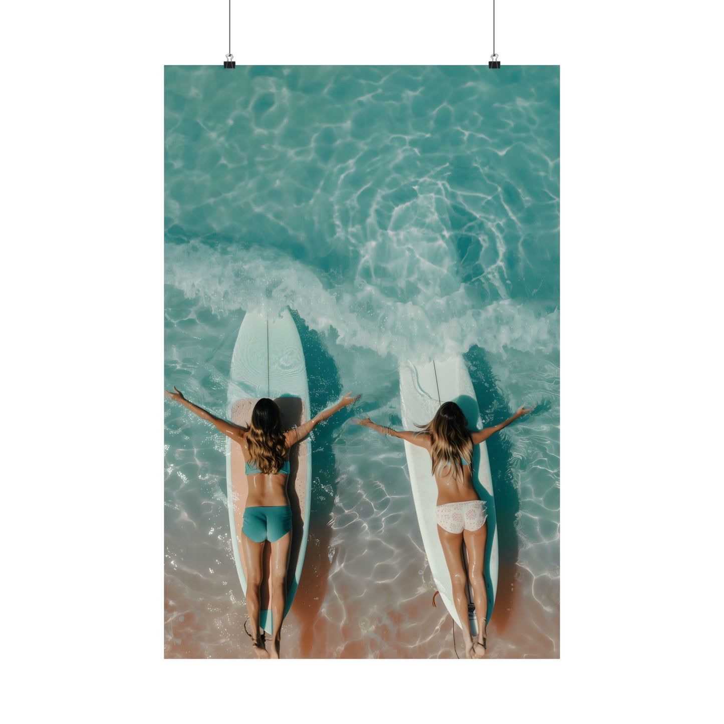 Surfing Girls on the Beach Poster