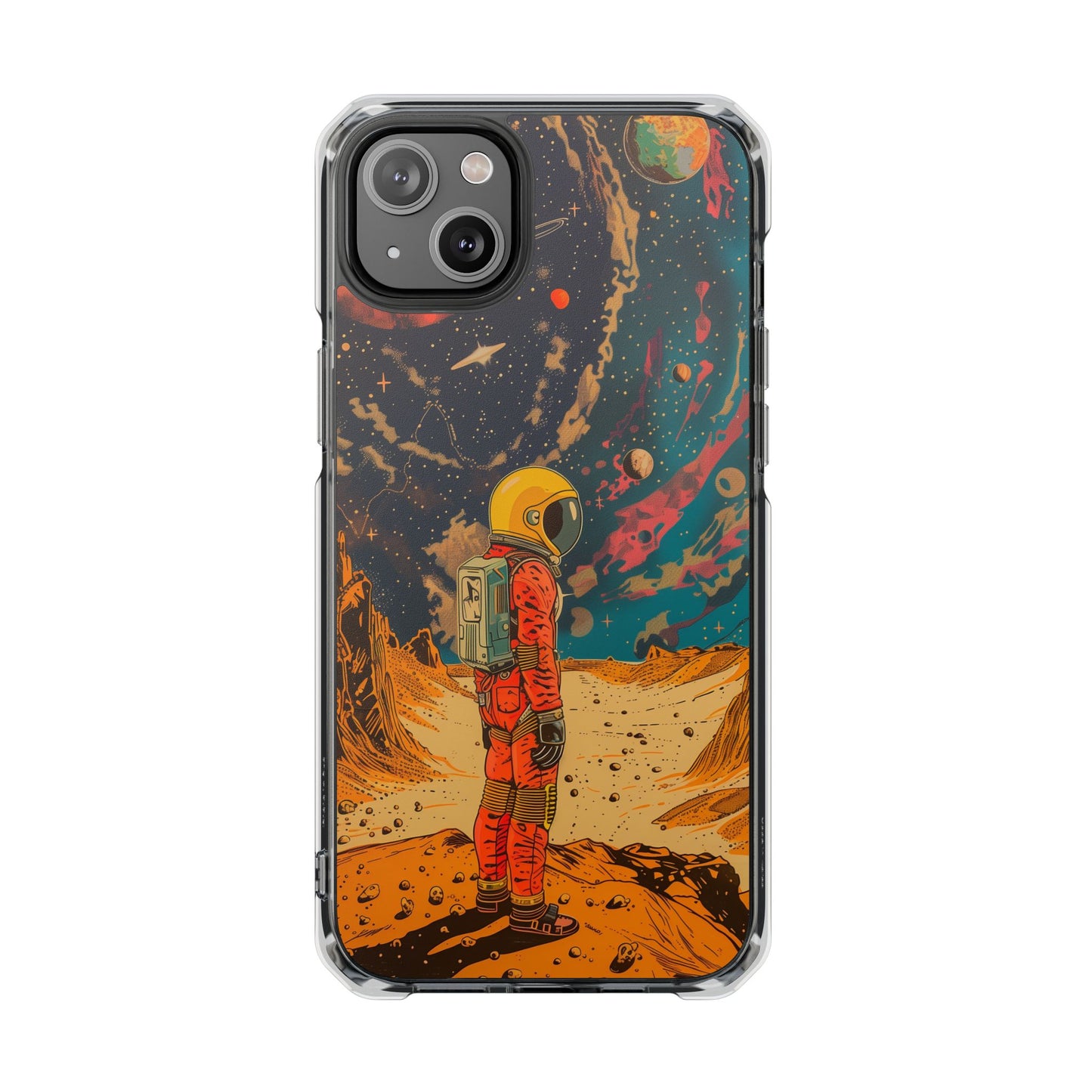 Retro Astronaut on Planet X Magnetic Clear Case for iPhone Series