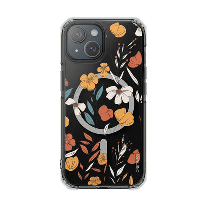 Rustic Floral Pattern Magnetic Clear Case for iPhone Series