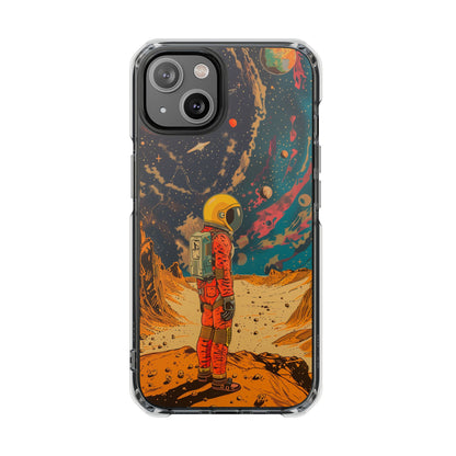 Retro Astronaut on Planet X Magnetic Clear Case for iPhone Series