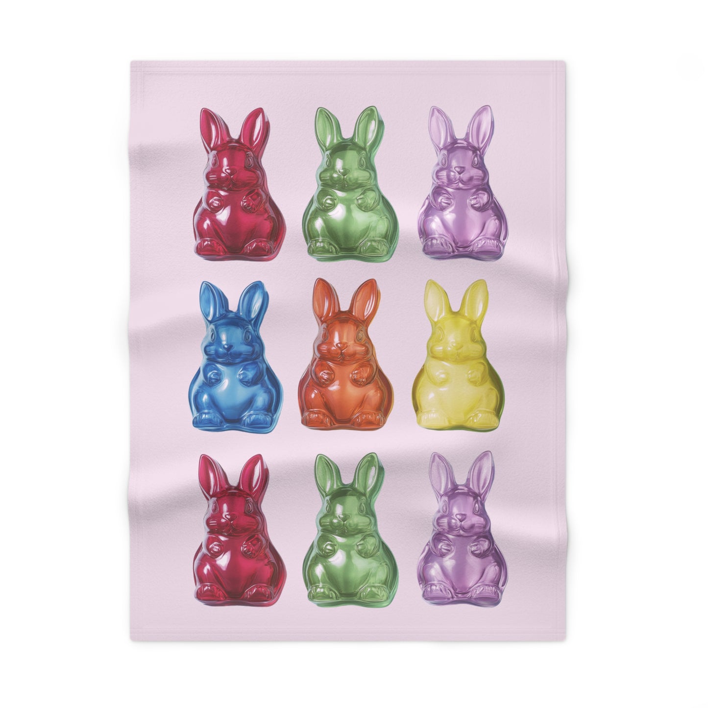 Gummy Rabbits Pink Soft Fleece Baby Blanket