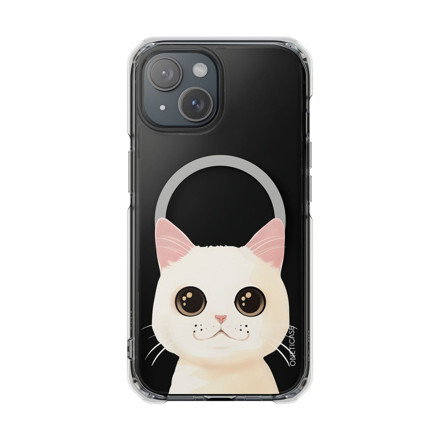 White Cat Magnetic Clear Case for iPhone Series