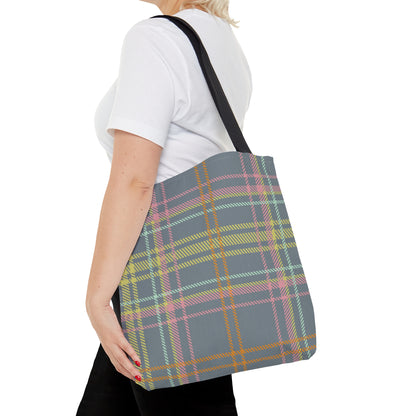 Gray & Yellow Plaid Tote Bag