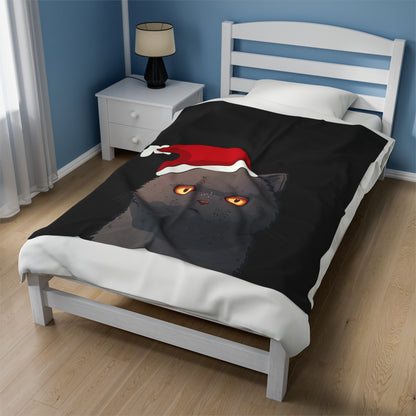 Christmas Black Cat Blanket Plush Throw