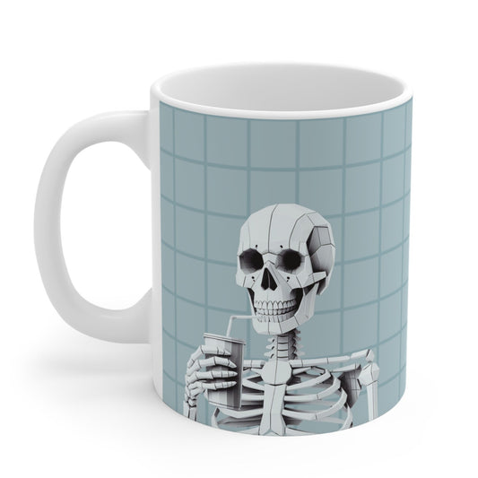 Skeleton Sipster Blue Mug