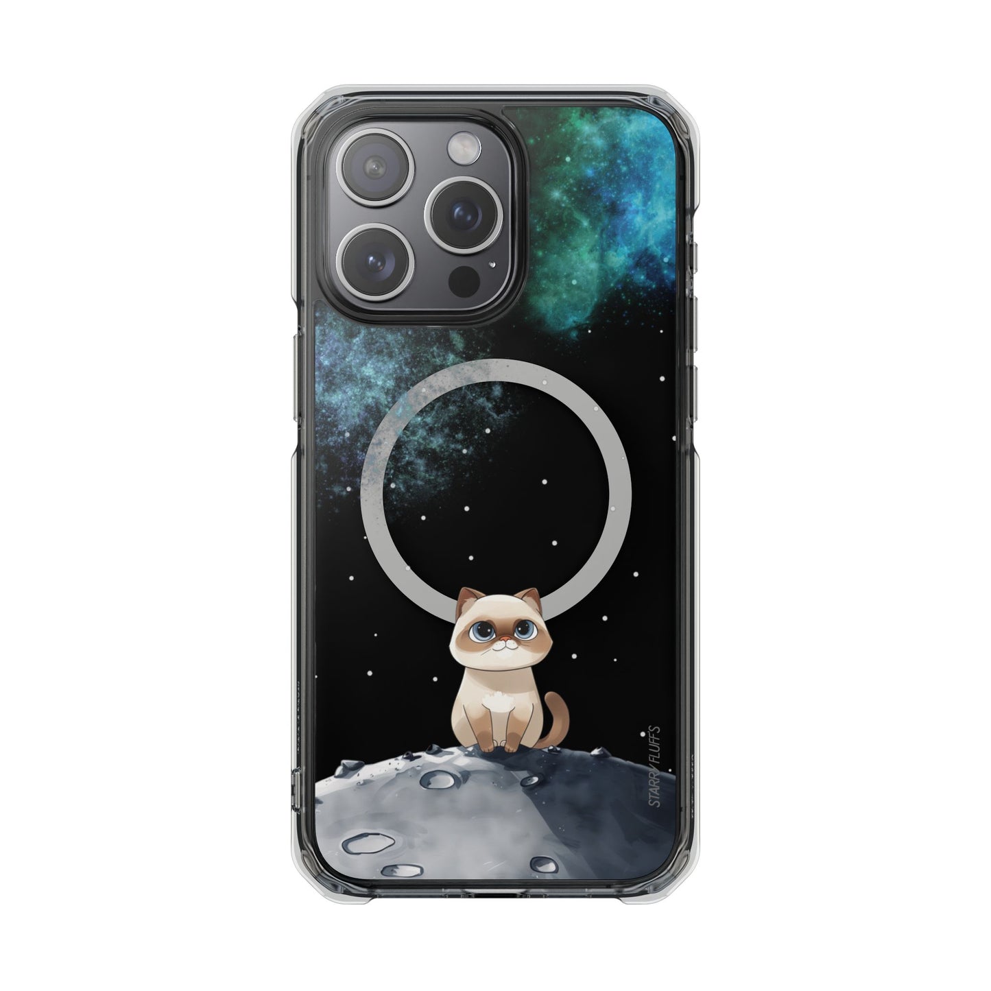 Starry Fluff's - Nebula the Siamese in Space Magnetic Clear Case for iPhone Series