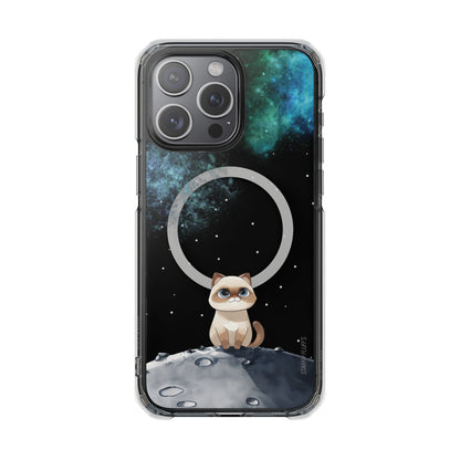 Starry Fluff's - Nebula the Siamese in Space Magnetic Clear Case for iPhone Series