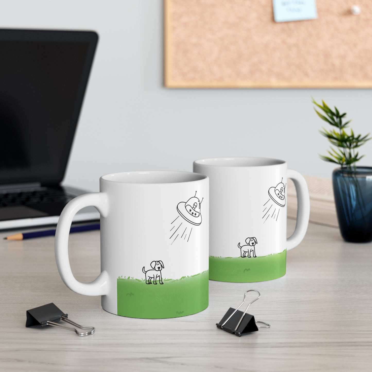 UFO Abducting Dog Mug