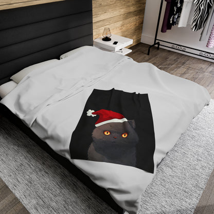 Christmas Black Cat Blanket Plush Throw