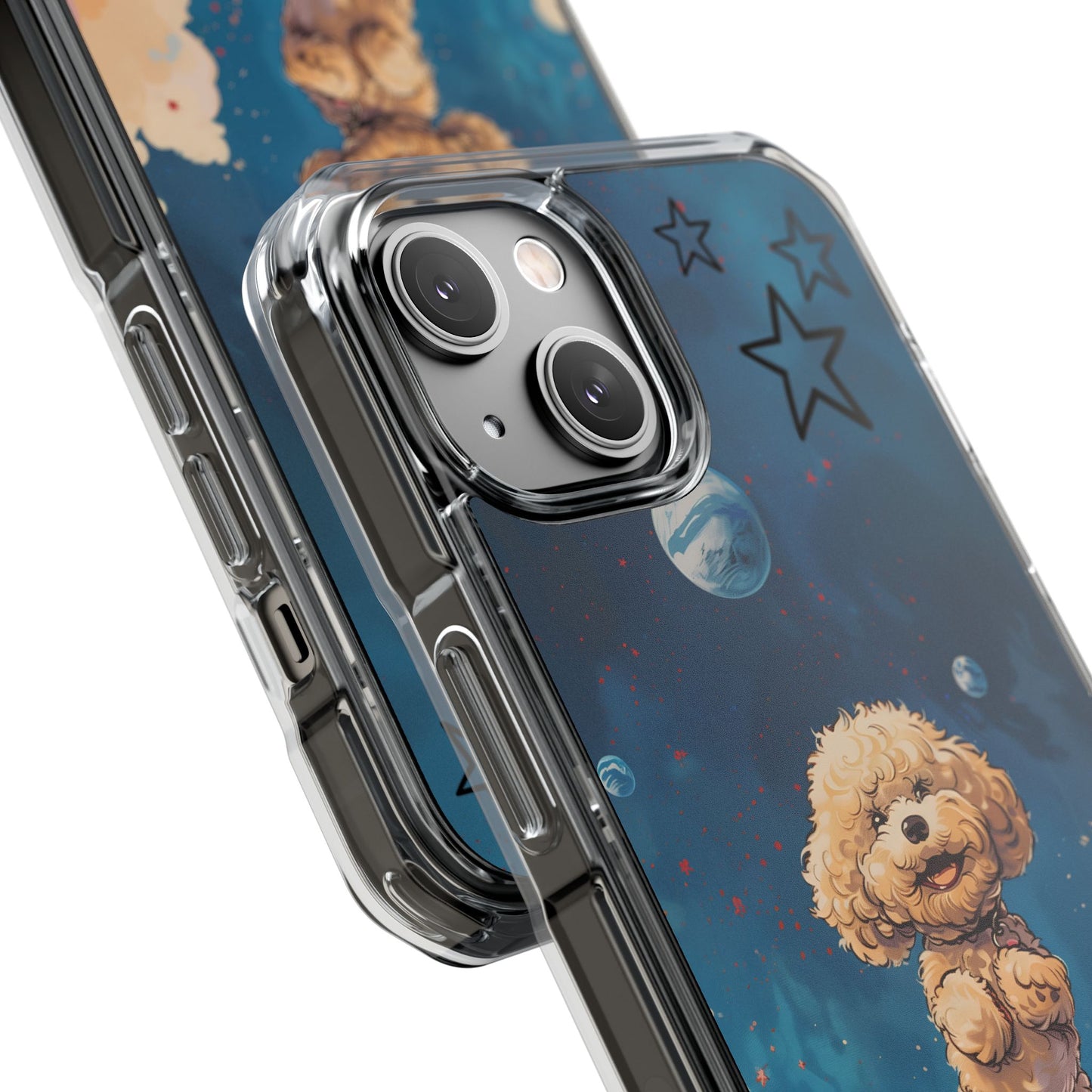 Starry Fluff's - Pookie Poodle Floating in Space Magnetic Clear Case for iPhone Series