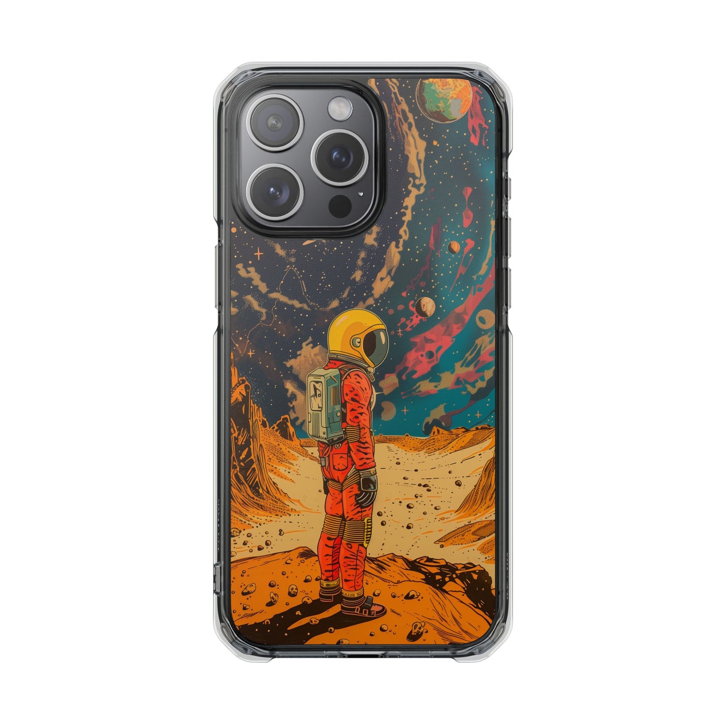 Retro Astronaut on Planet X Magnetic Clear Case for iPhone Series