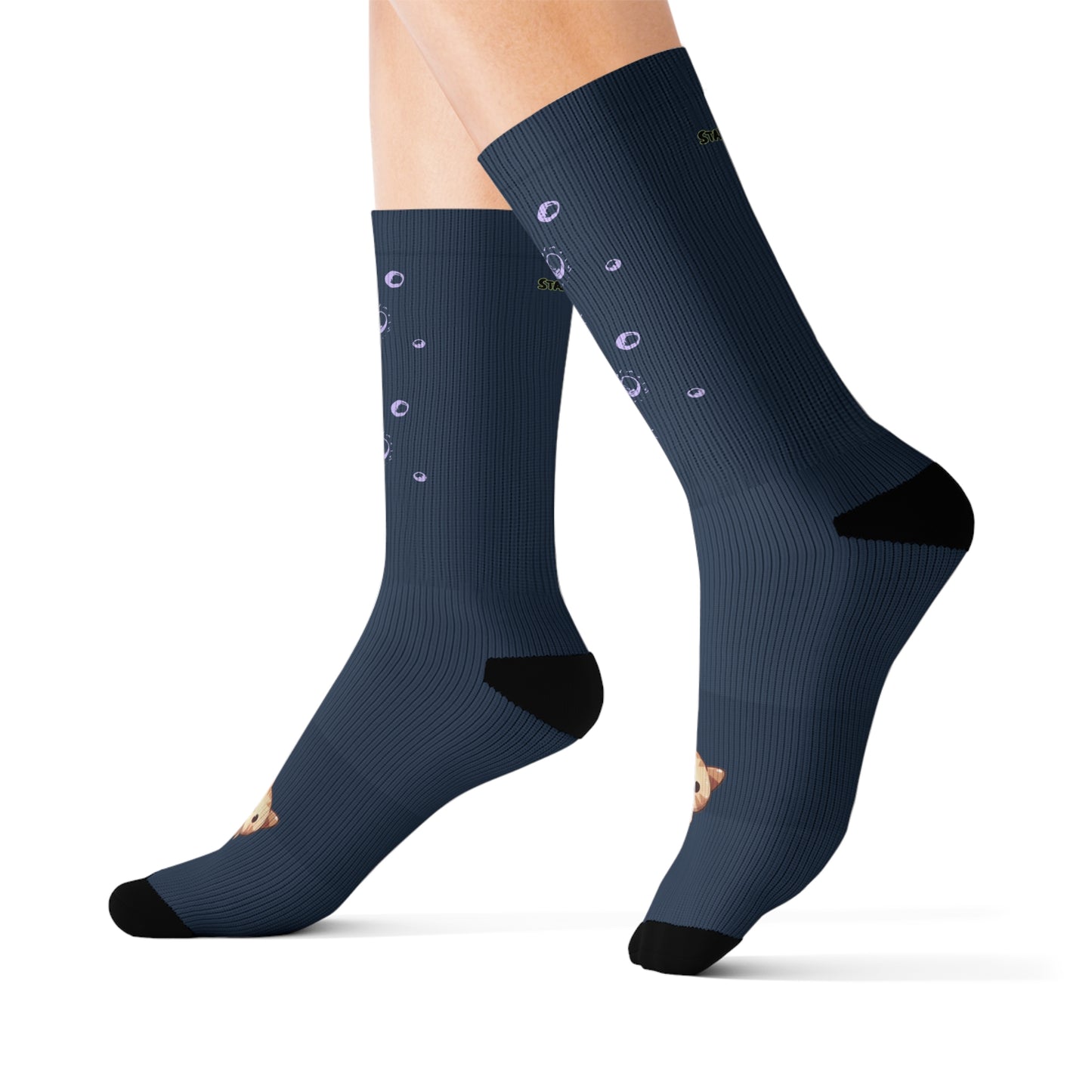 Starry Fluff's - Cosmo Cat in Space Fun Novelty Socks