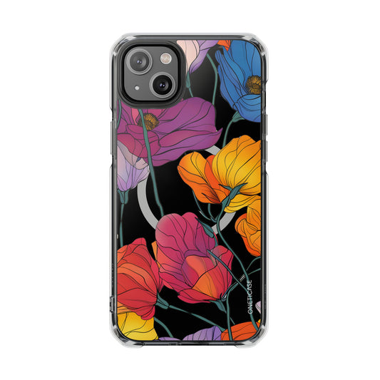 Blossom Pattern Magnetic Clear Case for iPhone Series