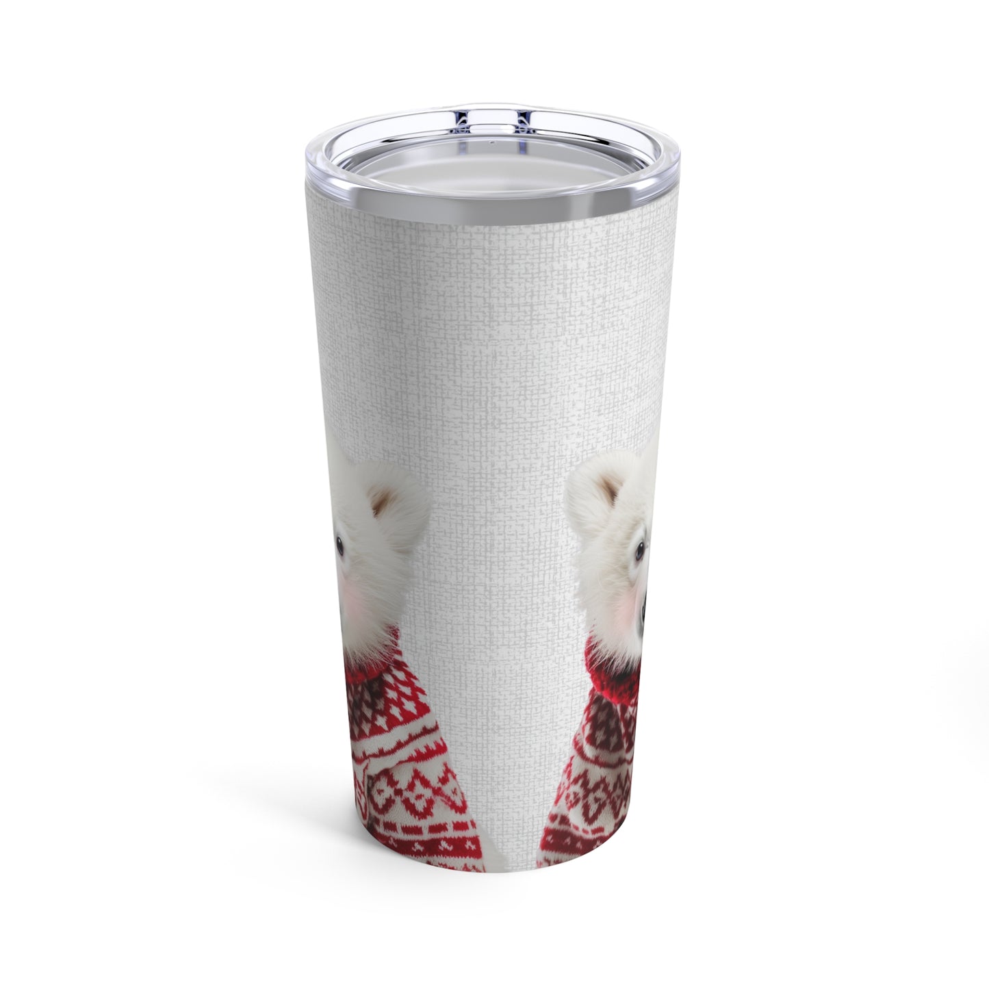 Blushing Polar Bear in Red Sweater Tumbler 20oz