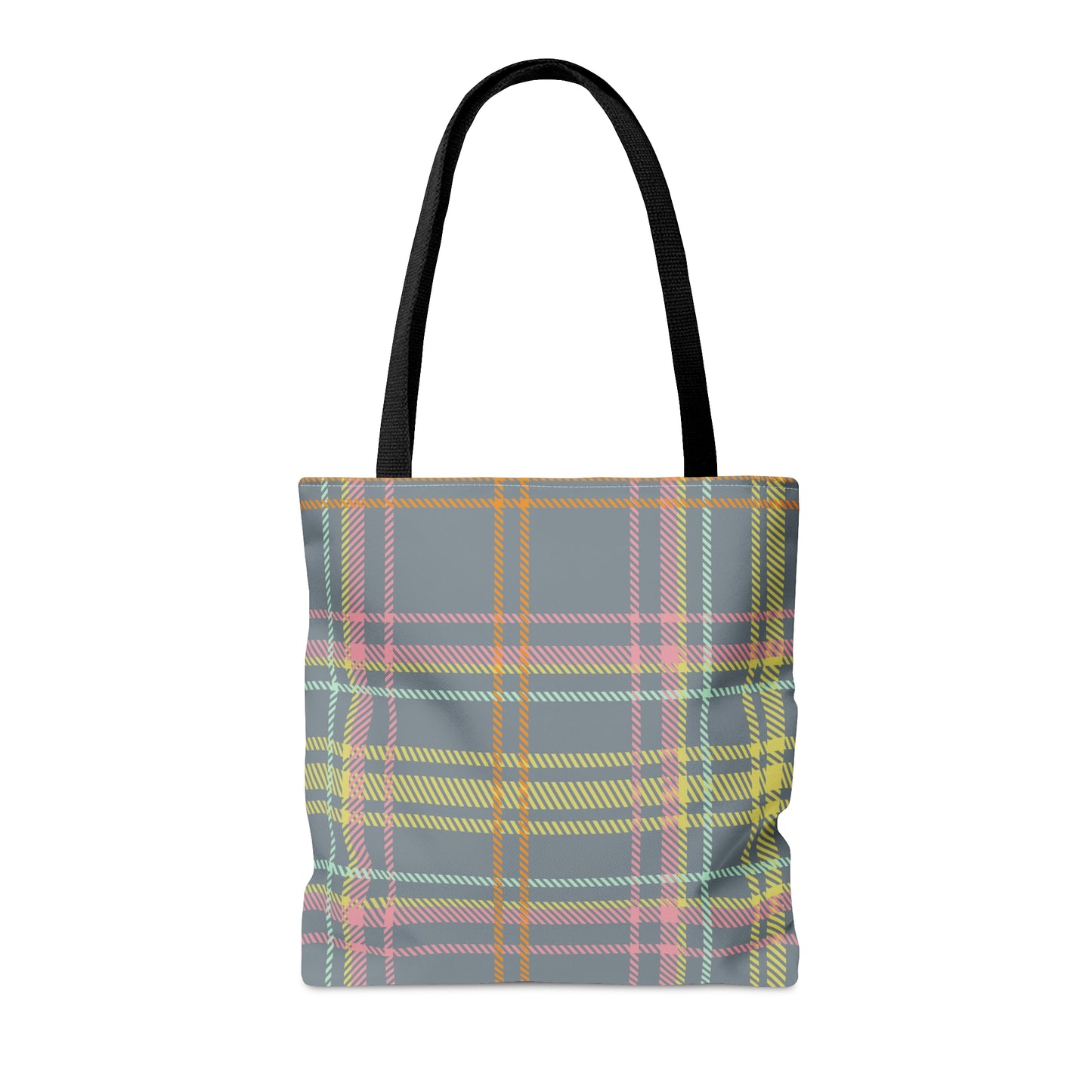 Gray & Yellow Plaid Tote Bag