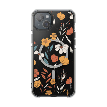 Rustic Floral Pattern Magnetic Clear Case for iPhone Series