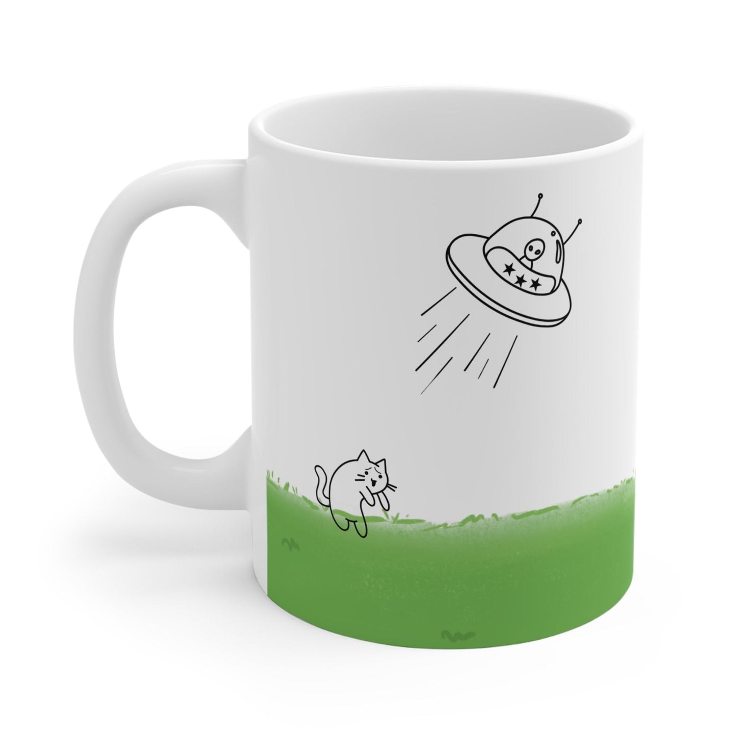 UFO Abducting Cat Mug