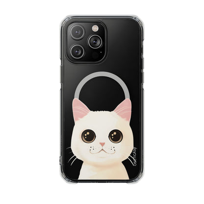 White Cat Magnetic Clear Case for iPhone Series