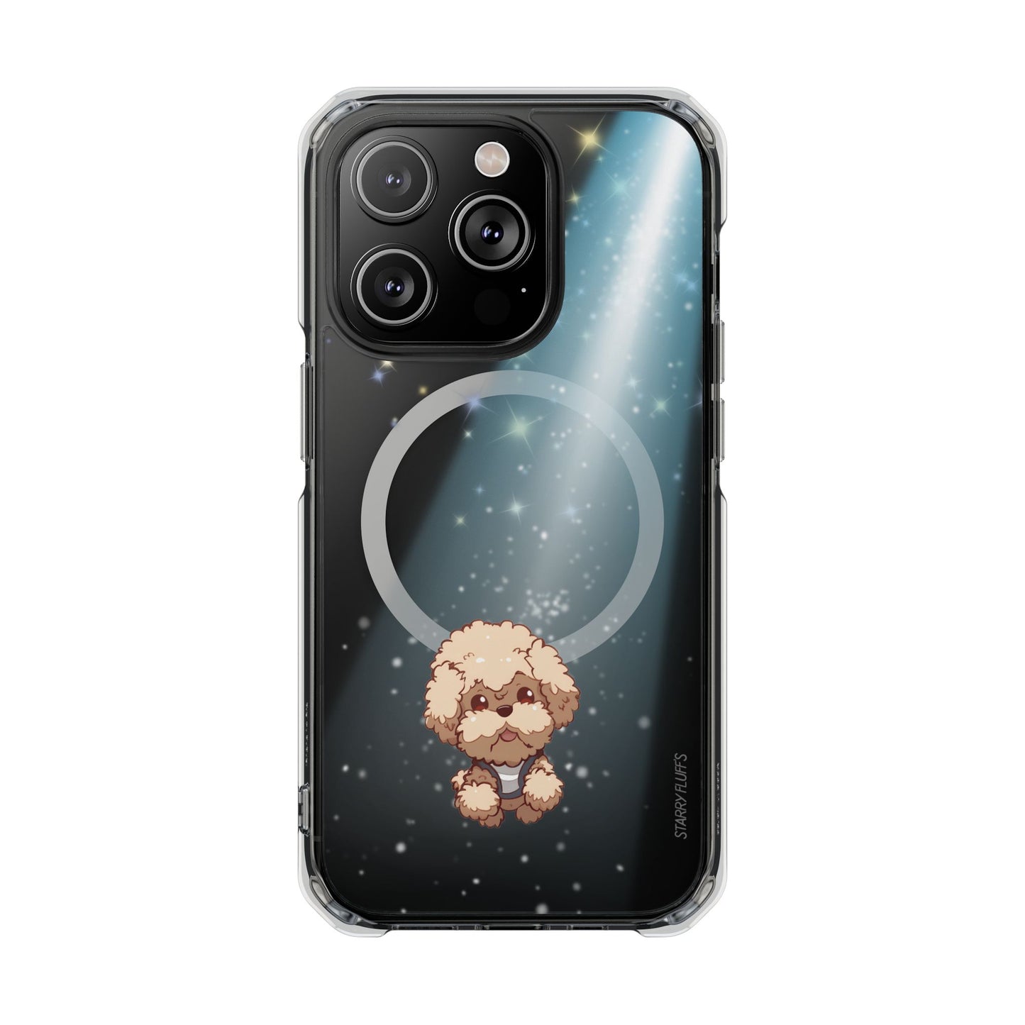 Starry Fluff's - Pookie the Poodle Beaming in Space Magnetic Clear Case for iPhone Series