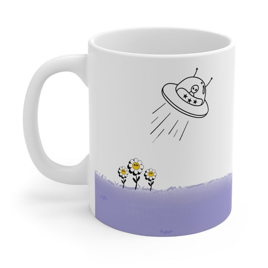 UFO Abducting Sunflowers Mug