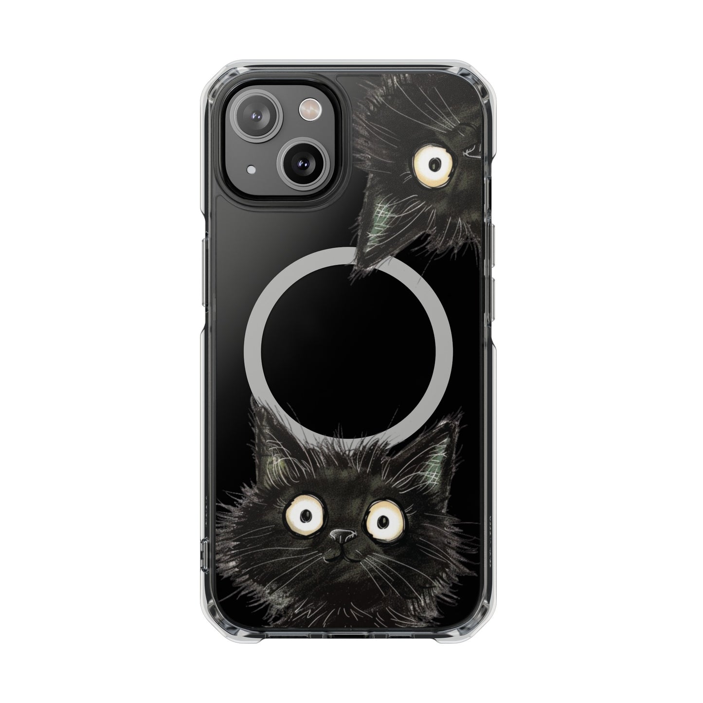 Curious Black Cat Magnetic Clear Case for iPhone Series