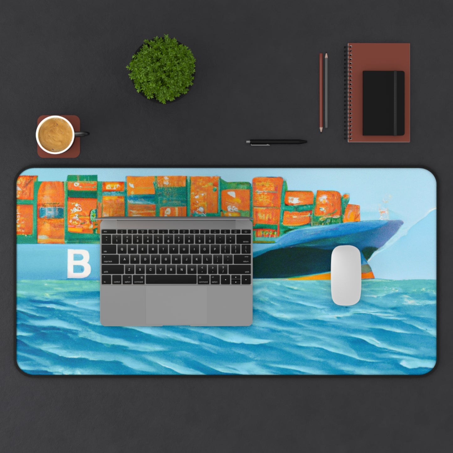 Cargo Ship Art Large Computer Mouse Pad