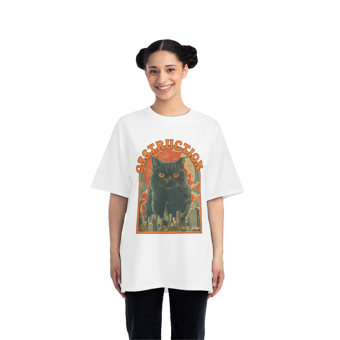 Retro Cat Obstruction Graphic T-Shirt