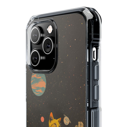 Retro Cat Astronaut Magnetic Clear Case for iPhone Series