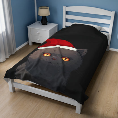 Christmas Black Cat Blanket Plush Throw