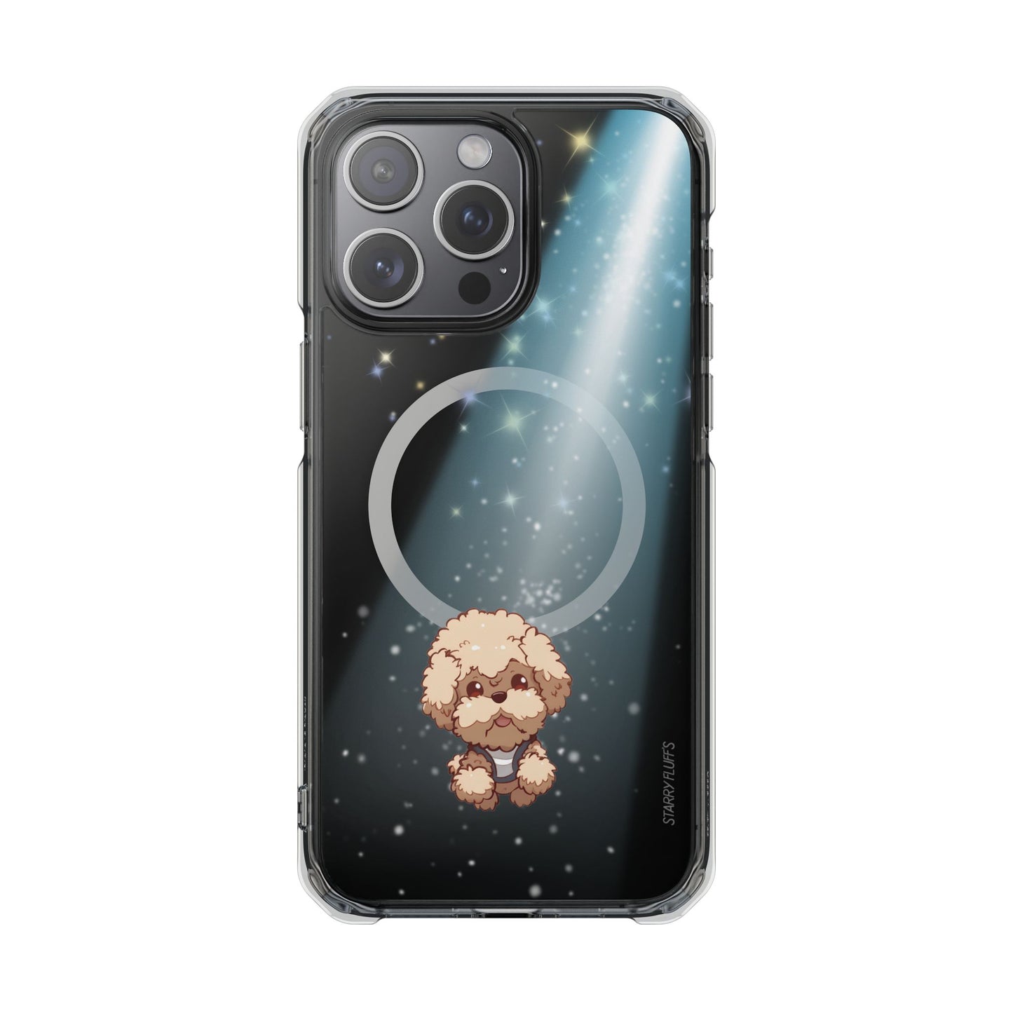 Starry Fluff's - Pookie the Poodle Beaming in Space Magnetic Clear Case for iPhone Series