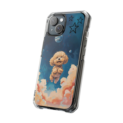 Starry Fluff's - Pookie Poodle Floating in Space Magnetic Clear Case for iPhone Series