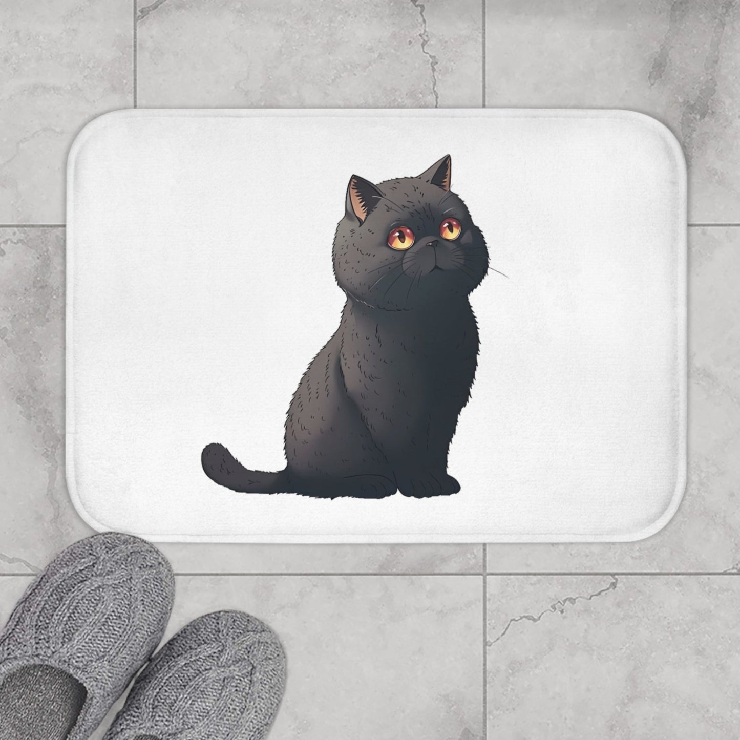 Cute Cartoon Black Cat Bath Mat