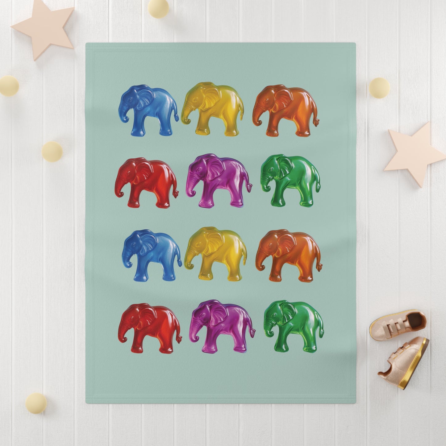 Gummy Elephants Soft Fleece Baby Blanket