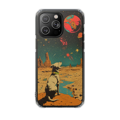 Retro Dog Astronaut Magnetic Clear Case for iPhone Series