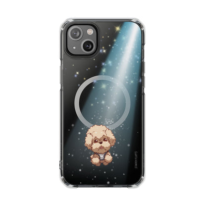 Starry Fluff's - Pookie the Poodle Beaming in Space Magnetic Clear Case for iPhone Series