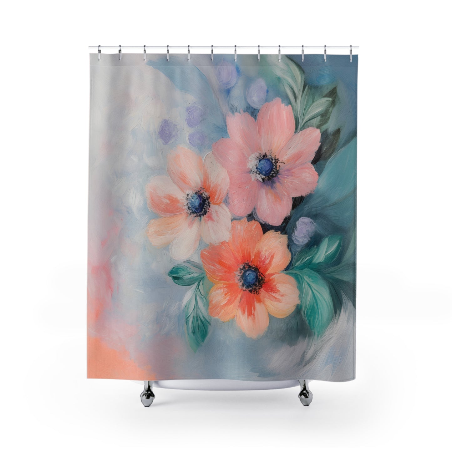 Soft Floral Print Shower Curtain