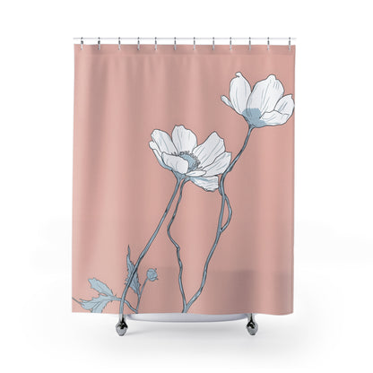 Anemone on Pink Shower Curtain