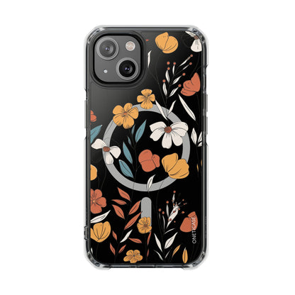 Rustic Floral Pattern Magnetic Clear Case for iPhone Series