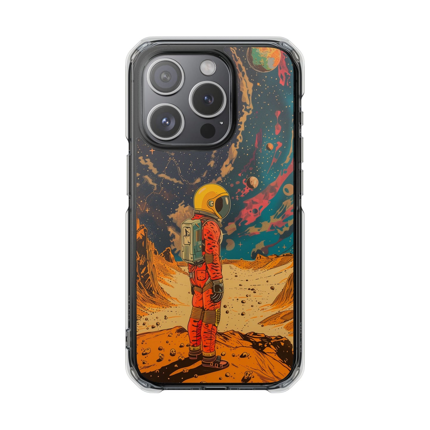 Retro Astronaut on Planet X Magnetic Clear Case for iPhone Series