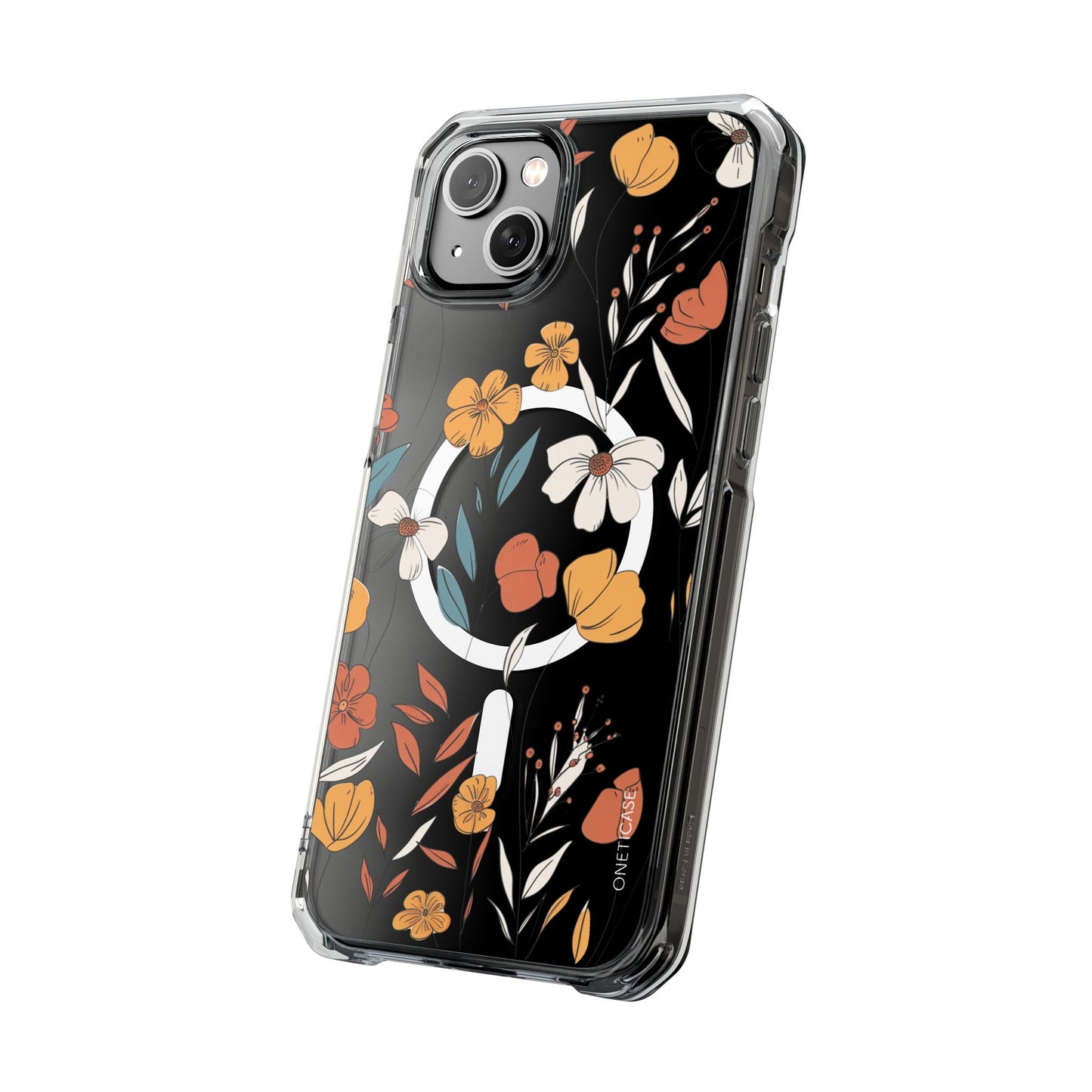 Rustic Floral Pattern Magnetic Clear Case for iPhone Series