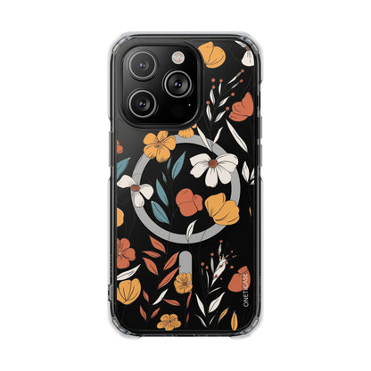 Rustic Floral Pattern Magnetic Clear Case for iPhone Series