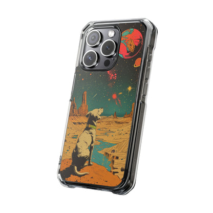 Retro Dog Astronaut Magnetic Clear Case for iPhone Series