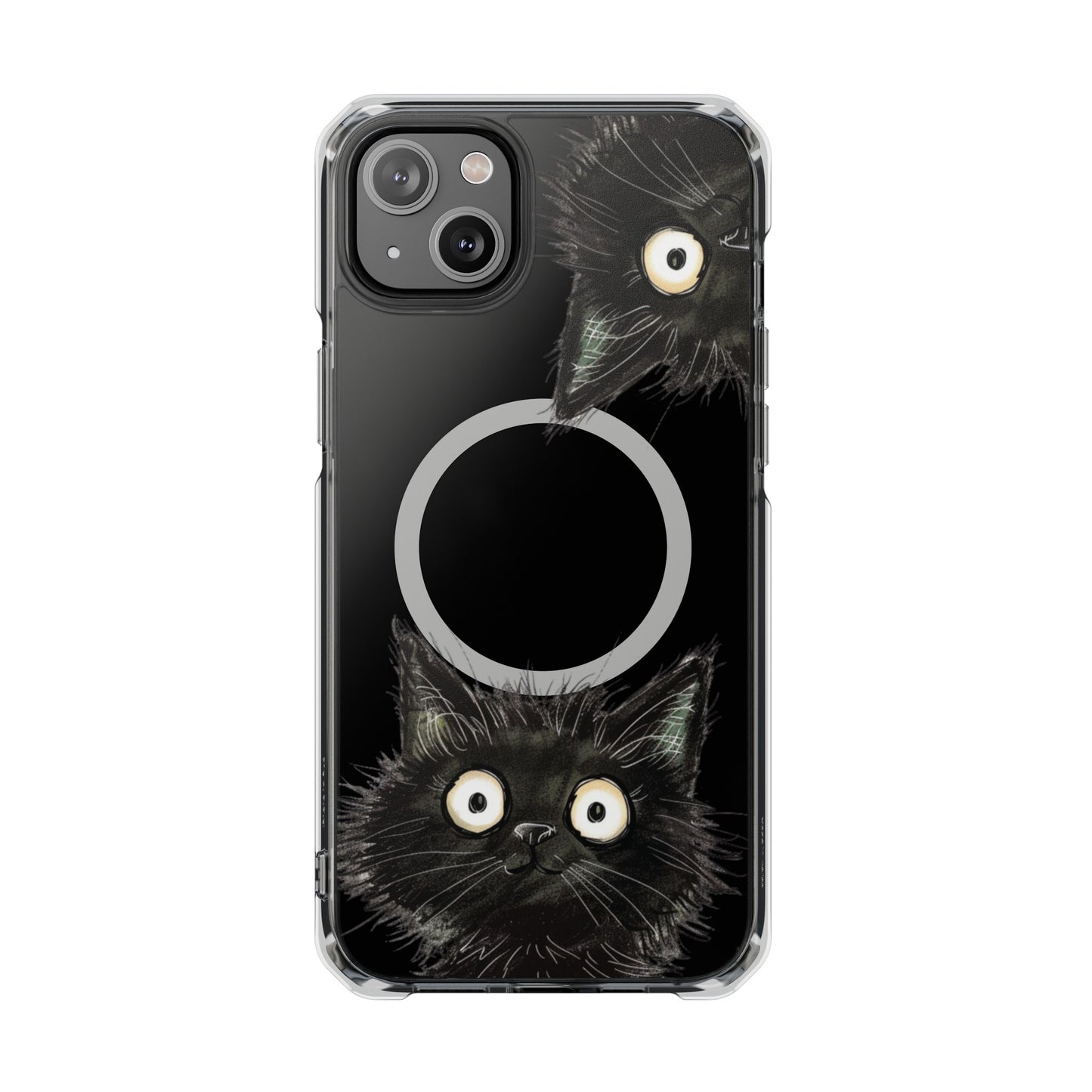 Curious Black Cat Magnetic Clear Case for iPhone Series