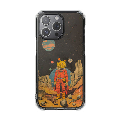 Retro Cat Astronaut Magnetic Clear Case for iPhone Series