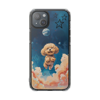 Starry Fluff's - Pookie Poodle Floating in Space Magnetic Clear Case for iPhone Series