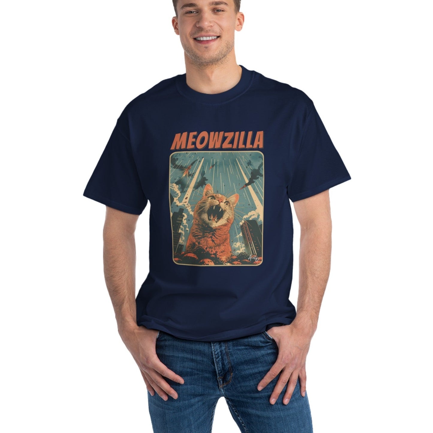 Retro Meowzilla Graphic T-Shirt