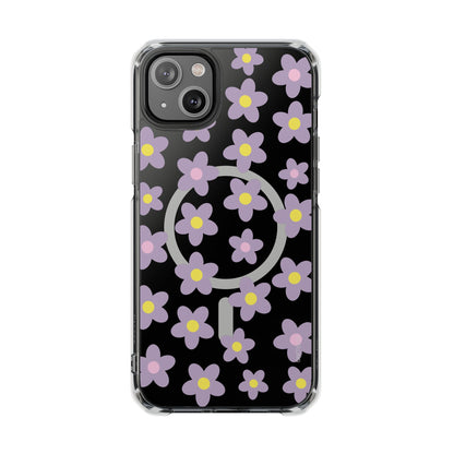 Purple Daisies Magnetic Clear Case for iPhone Series