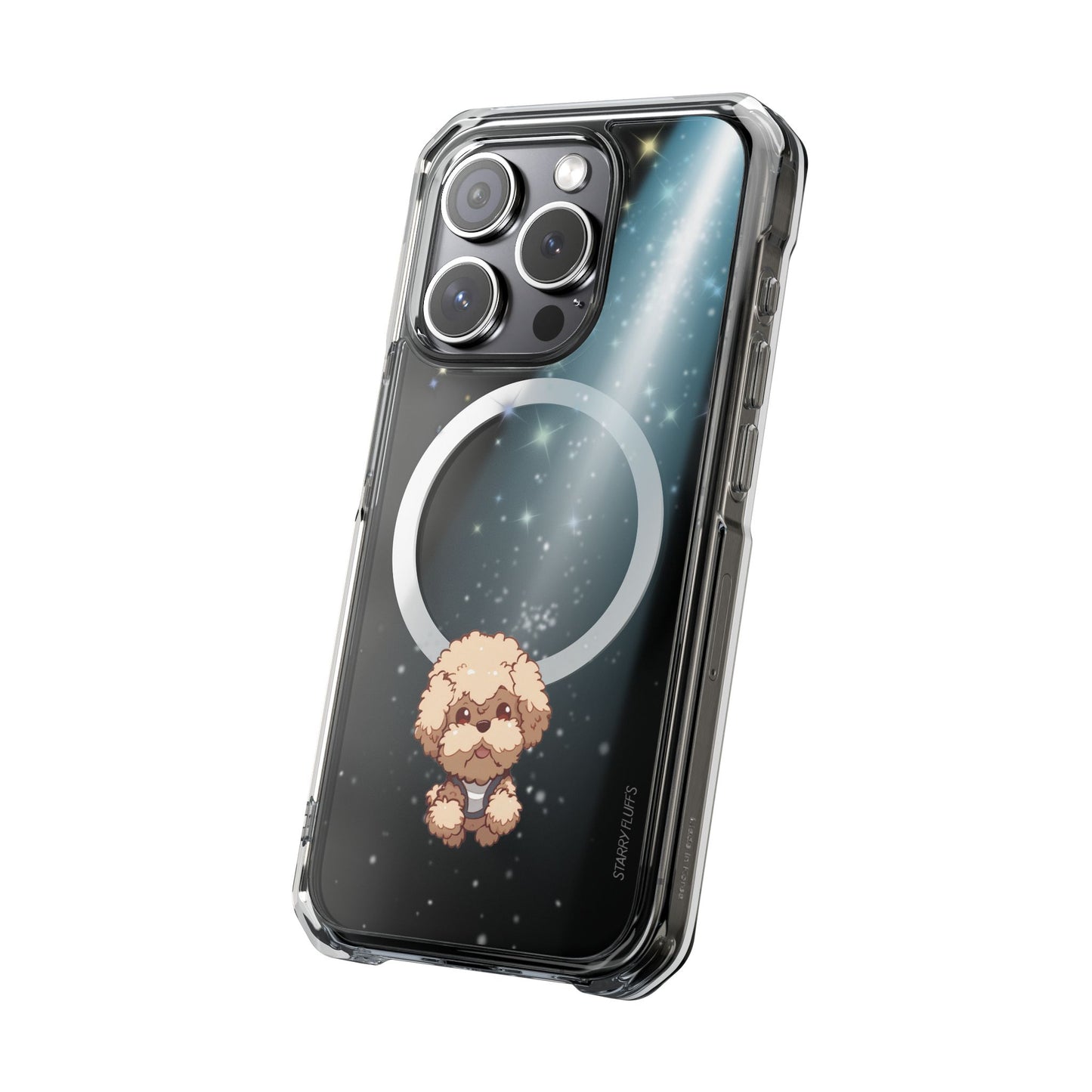 Starry Fluff's - Pookie the Poodle Beaming in Space Magnetic Clear Case for iPhone Series