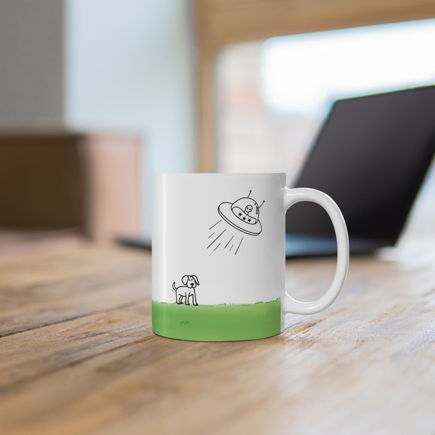 UFO Abducting Dog Mug