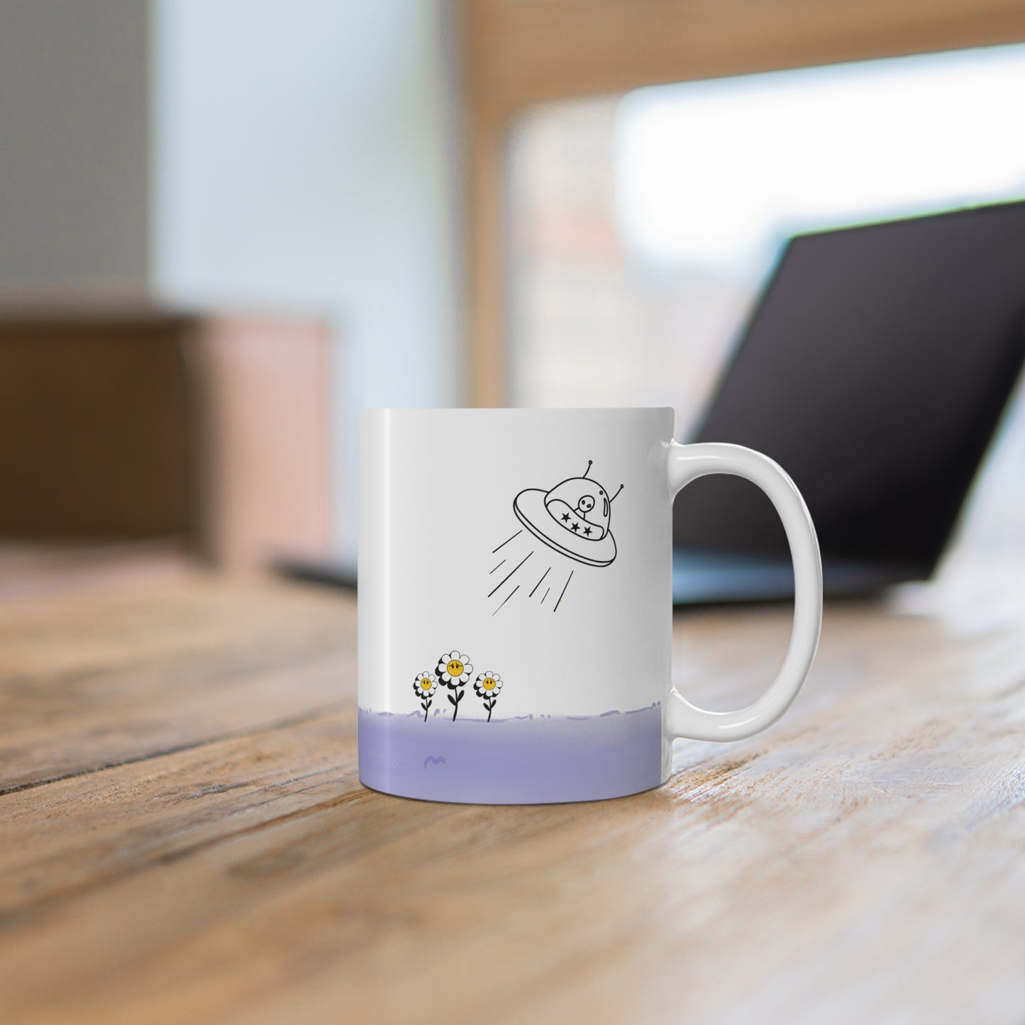 UFO Abducting Sunflowers Mug